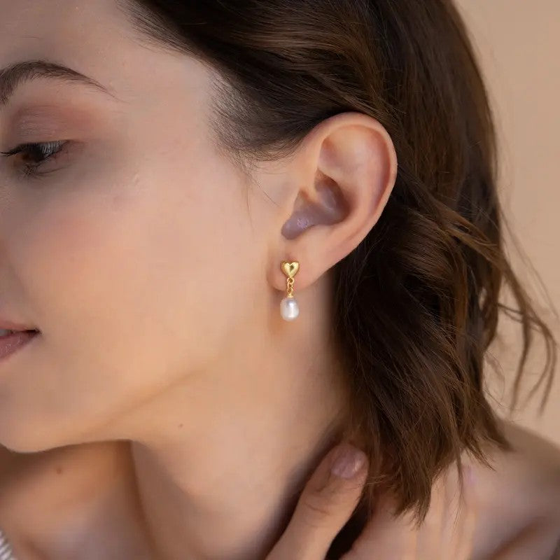 14k Dainty Pave Pearl Drop Earrings
