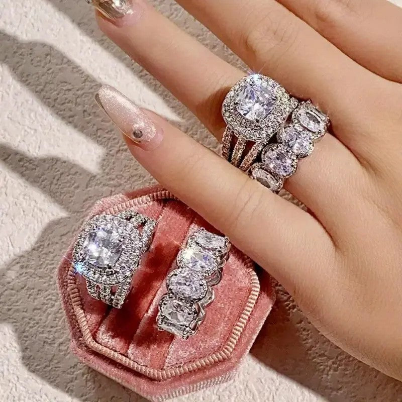 Classy Pink Zircon Halo Ring