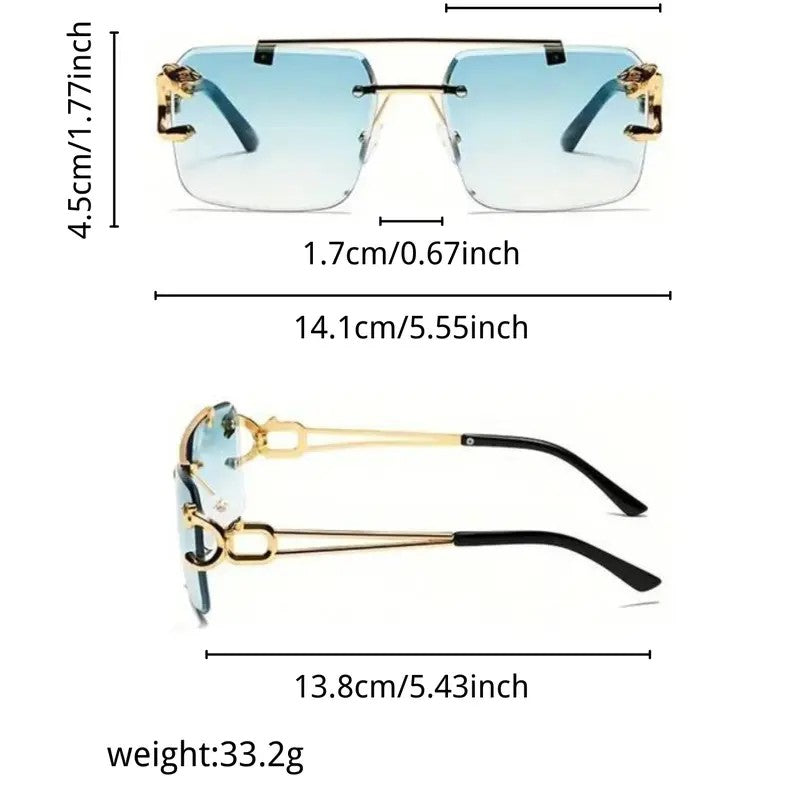 6pc Classy Rimless Rectangle Sunglasses Set