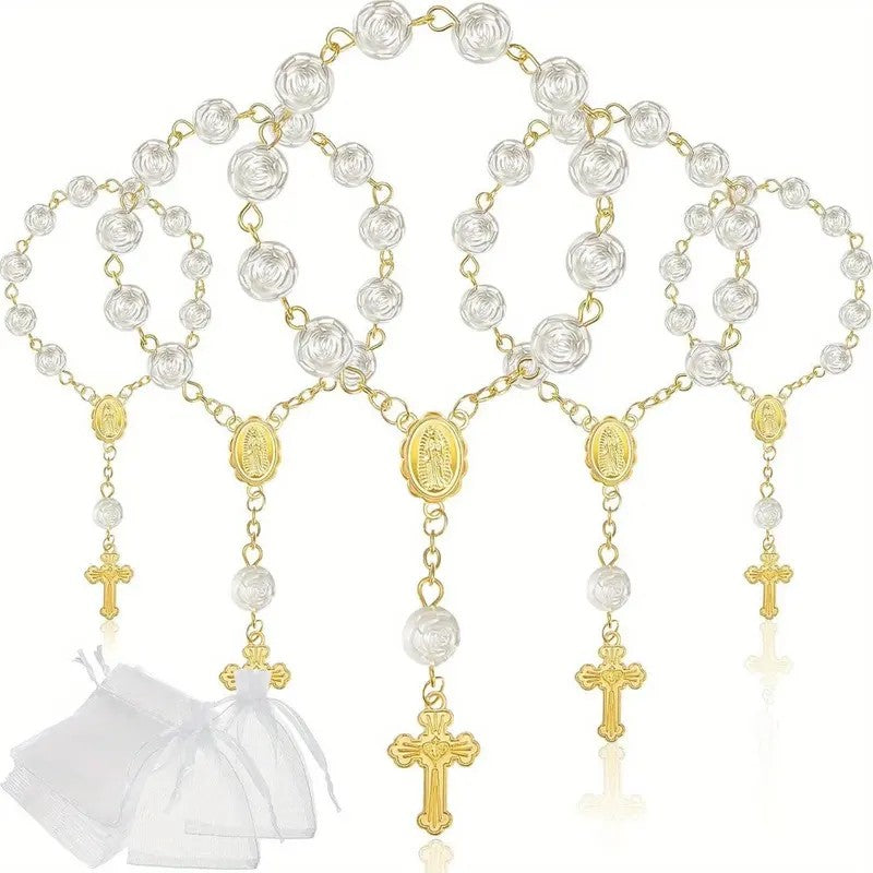 30pc Dainty Ivory Faux Pearl Rosary Set