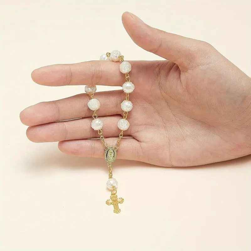 30pc Dainty Ivory Faux Pearl Rosary Set