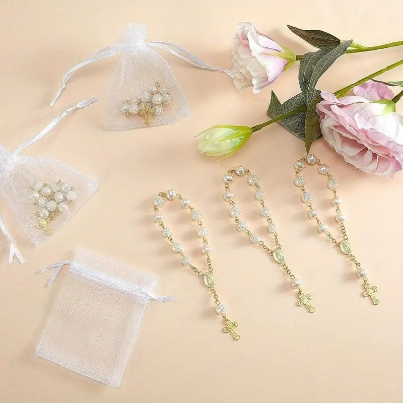 30pc Dainty Ivory Faux Pearl Rosary Set