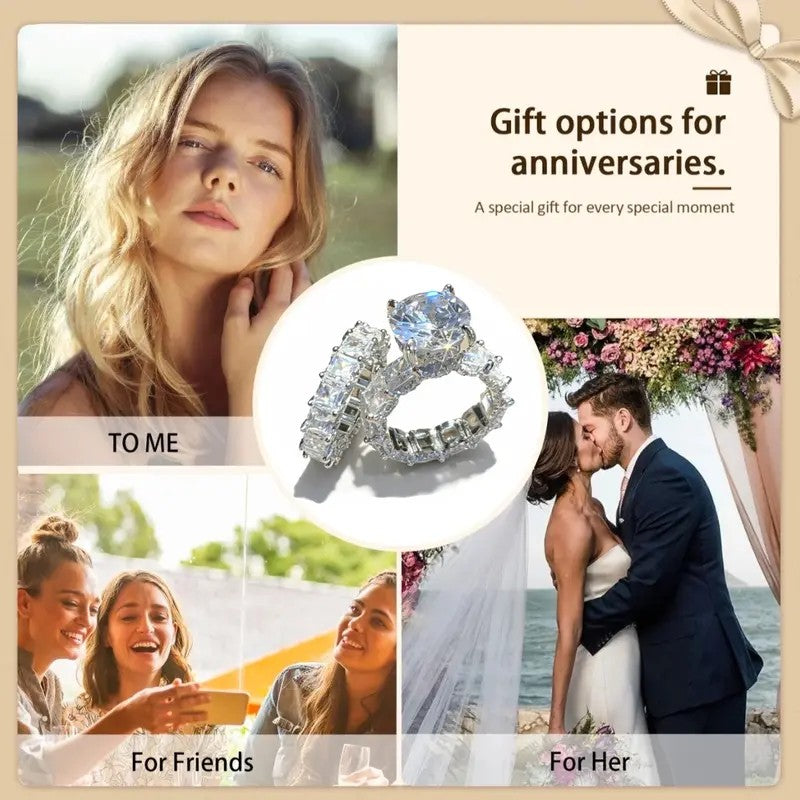 2pc Classy Mixed Cut Cubic Zirconia Ring Set