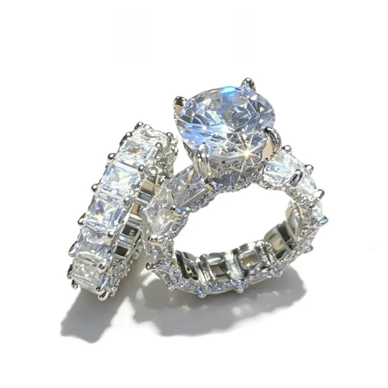 2pc Classy Mixed Cut Cubic Zirconia Ring Set