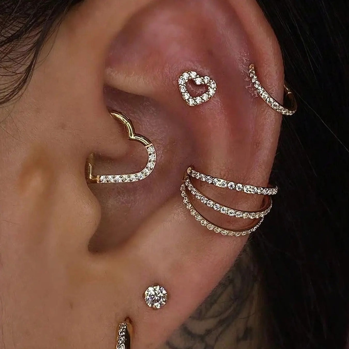 2pc Dainty CZ Heart Stud Earrings