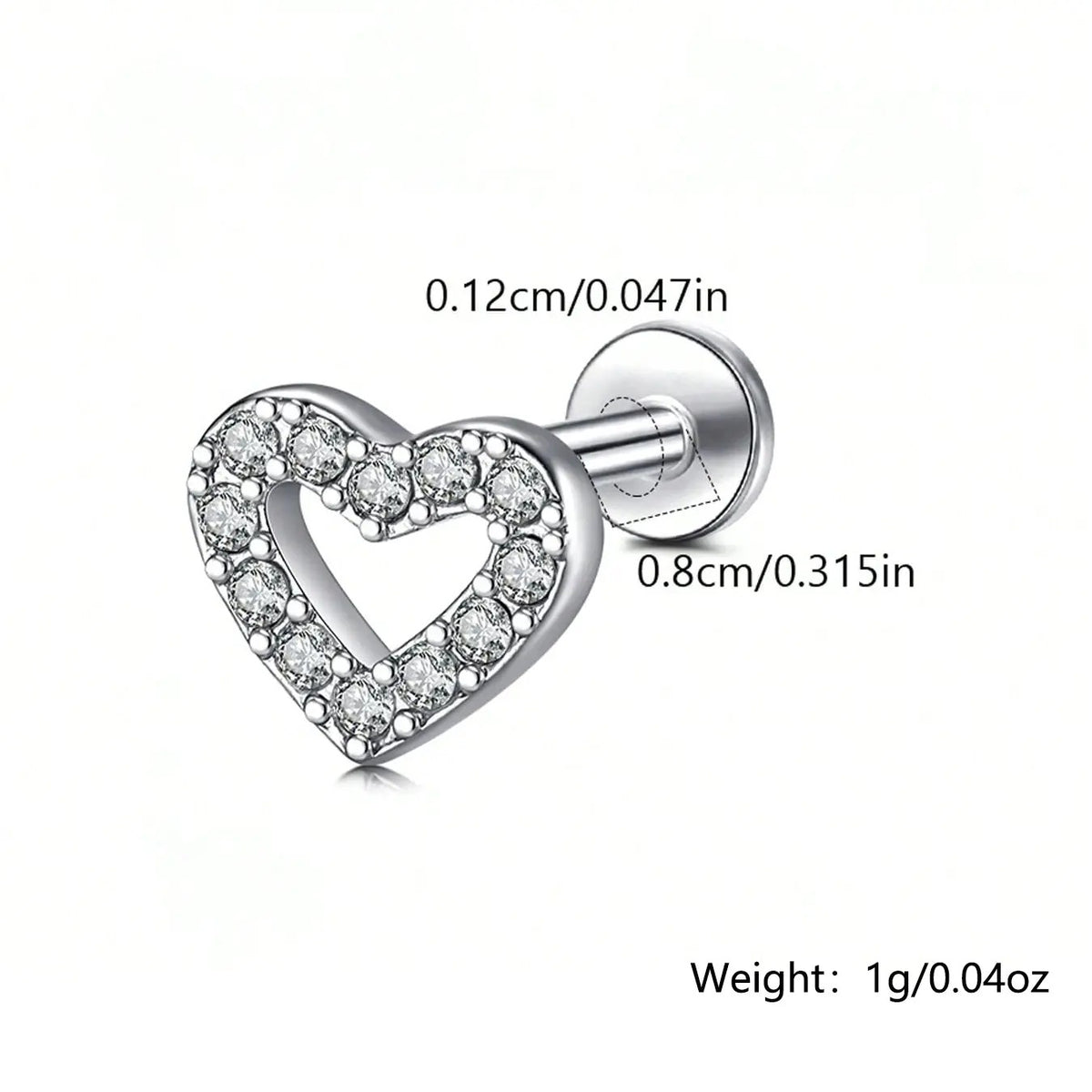 2pc Dainty CZ Heart Stud Earrings