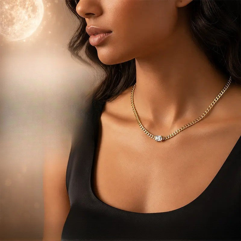 Classy Baguette CZ Cuban Link Necklace