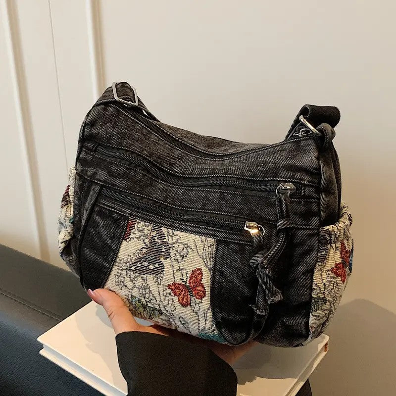 Boho Butterfly Patchwork Crossbody Bag