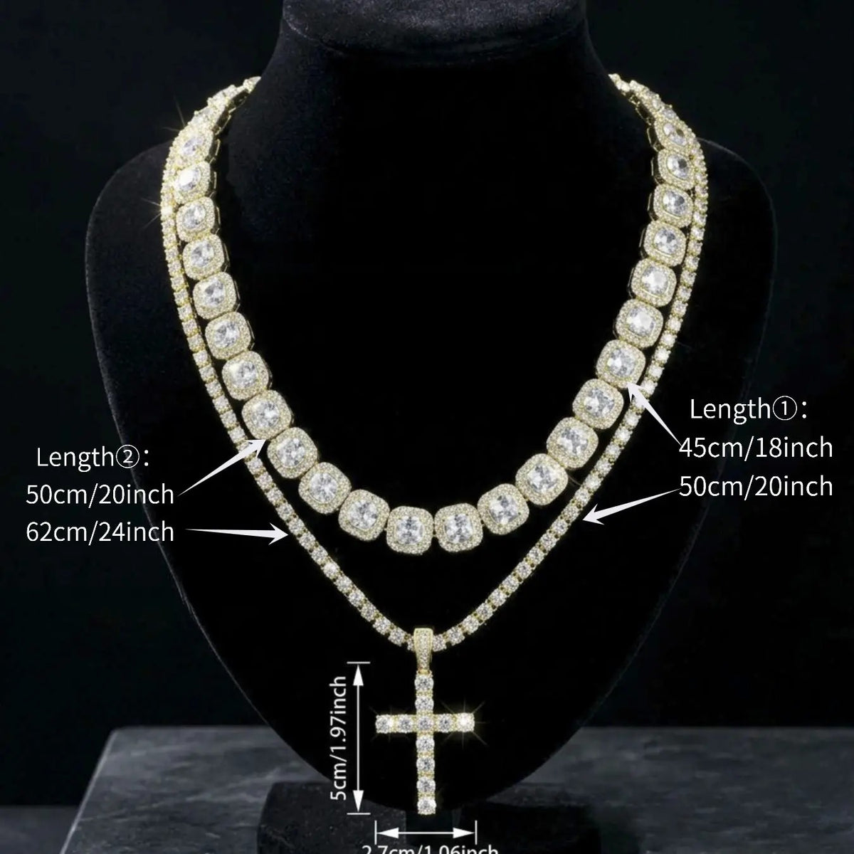 Classy Paved Cross Statement Necklace