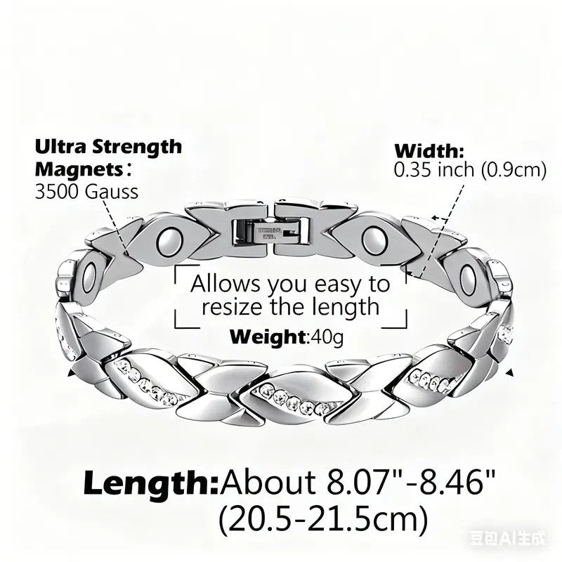 Classy Pink Zircon Clover Magnetic Bracelet