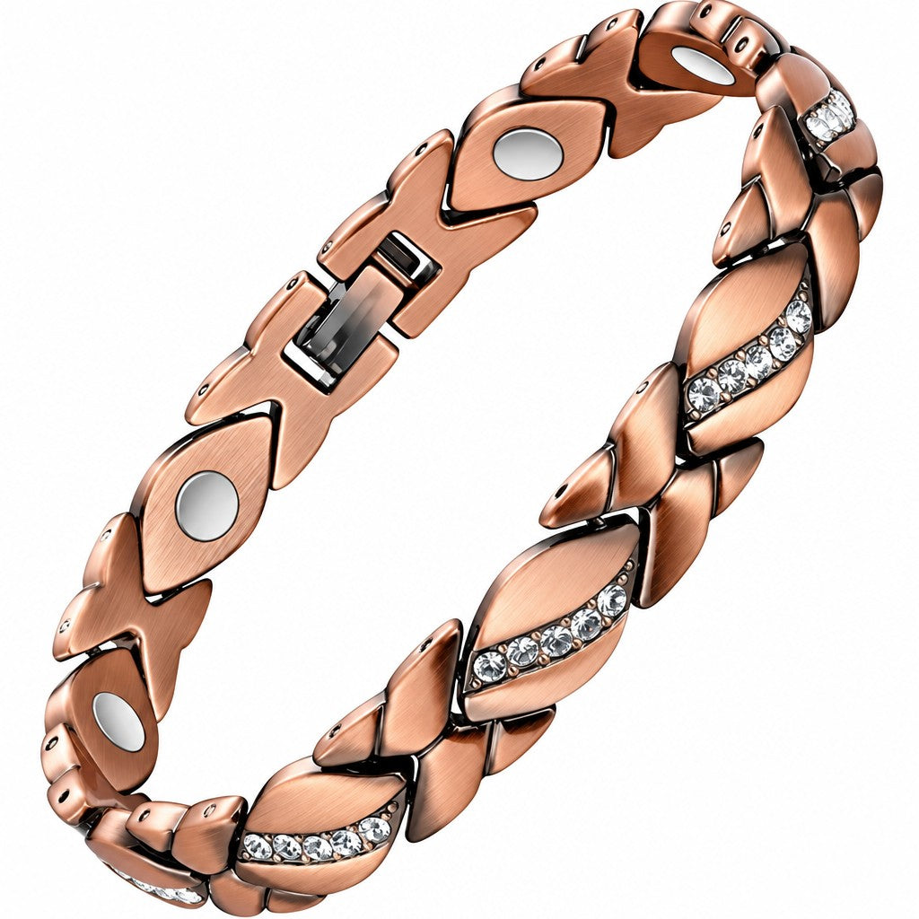 Classy Pink Zircon Clover Magnetic Bracelet