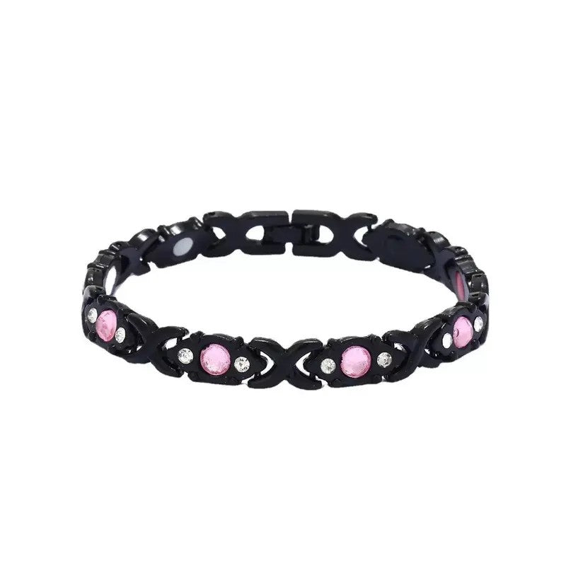 Classy Pink Zircon Clover Magnetic Bracelet