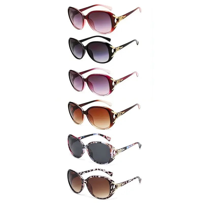 6pc Classy Floral Cat Eye Sunglasses Set