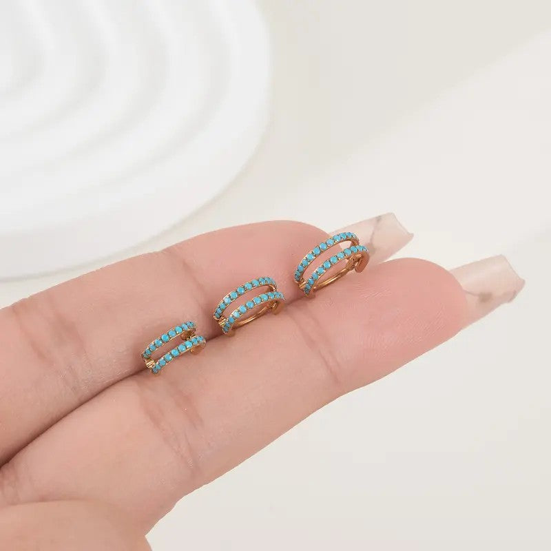 Boho Turquoise Double Band Nose Ring