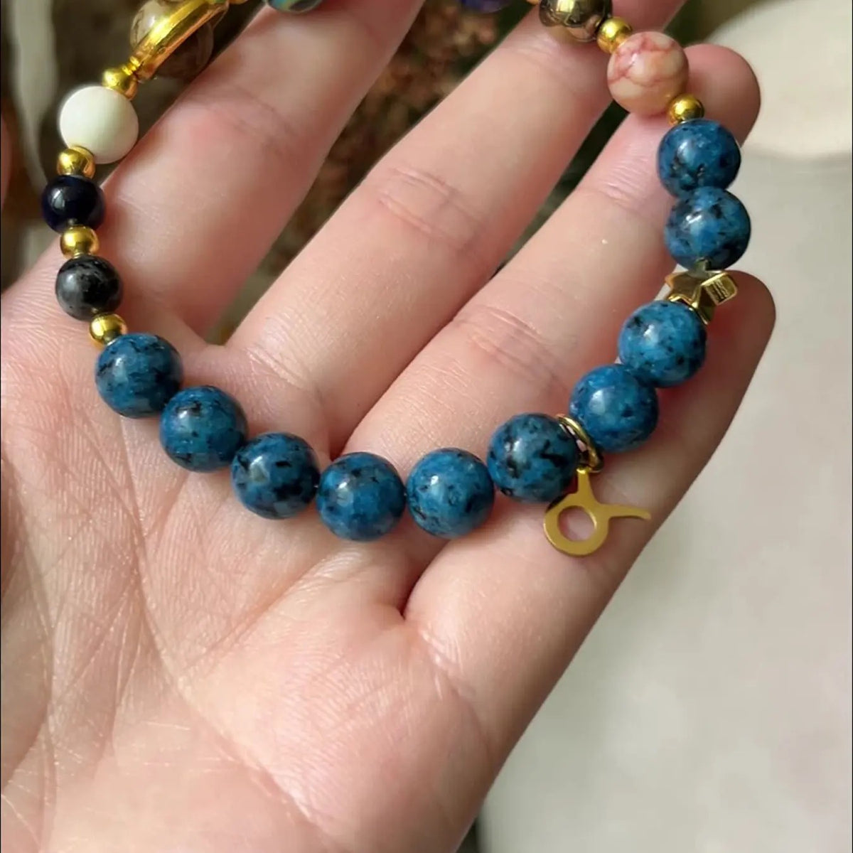 Boho Aries Zodiac Stone Beaded Bracelet