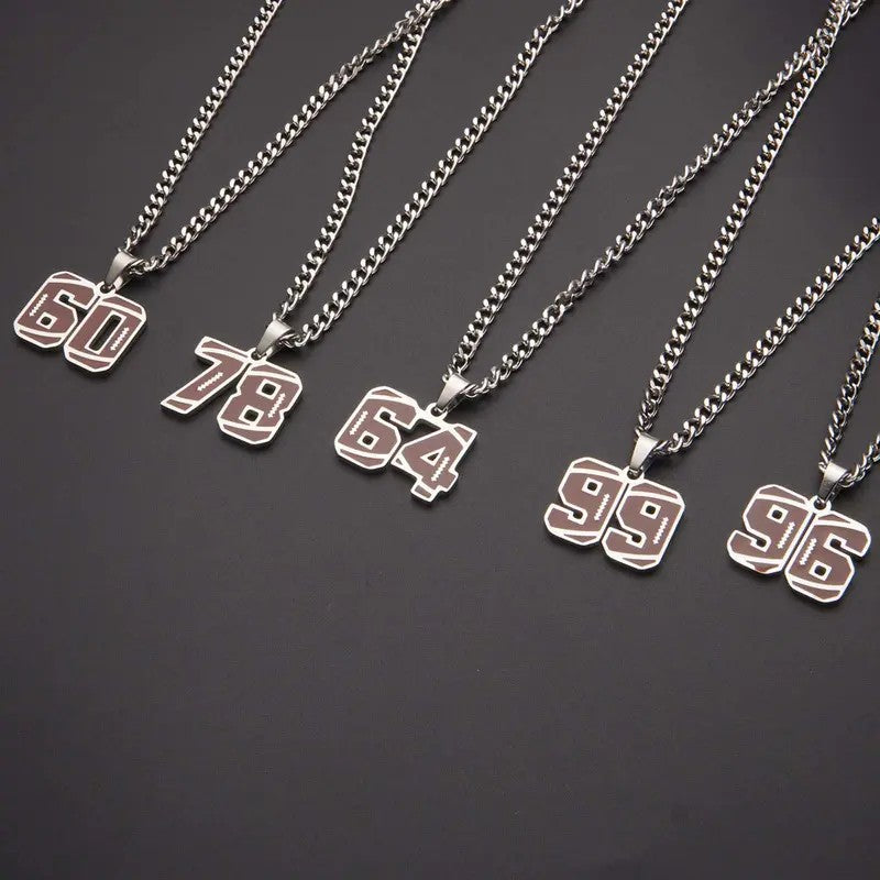 Classy Sports Number Pendant Necklace