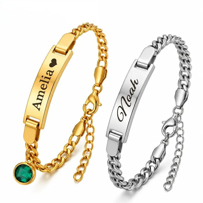 14k Elegant Custom Nameplate Bracelet