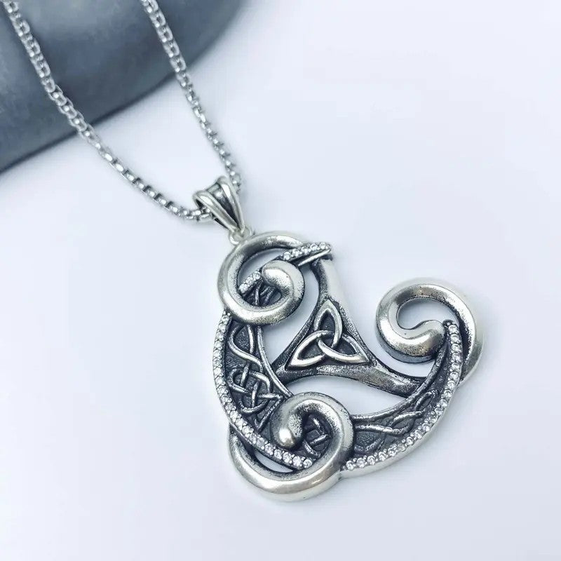 Elegant Celtic Knot Triangle Necklace