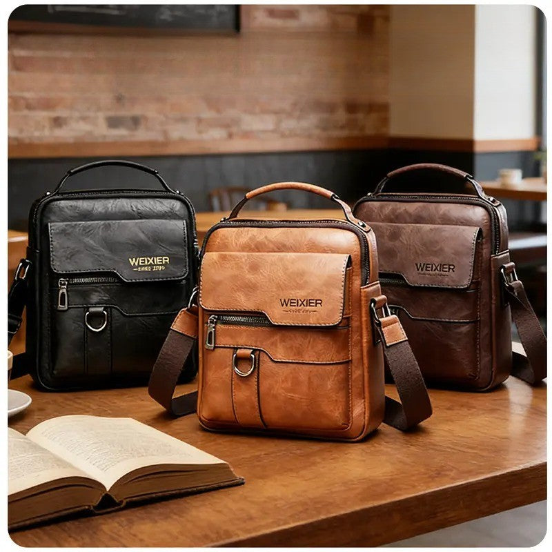 Retro Textured PU Leather Messenger Bag