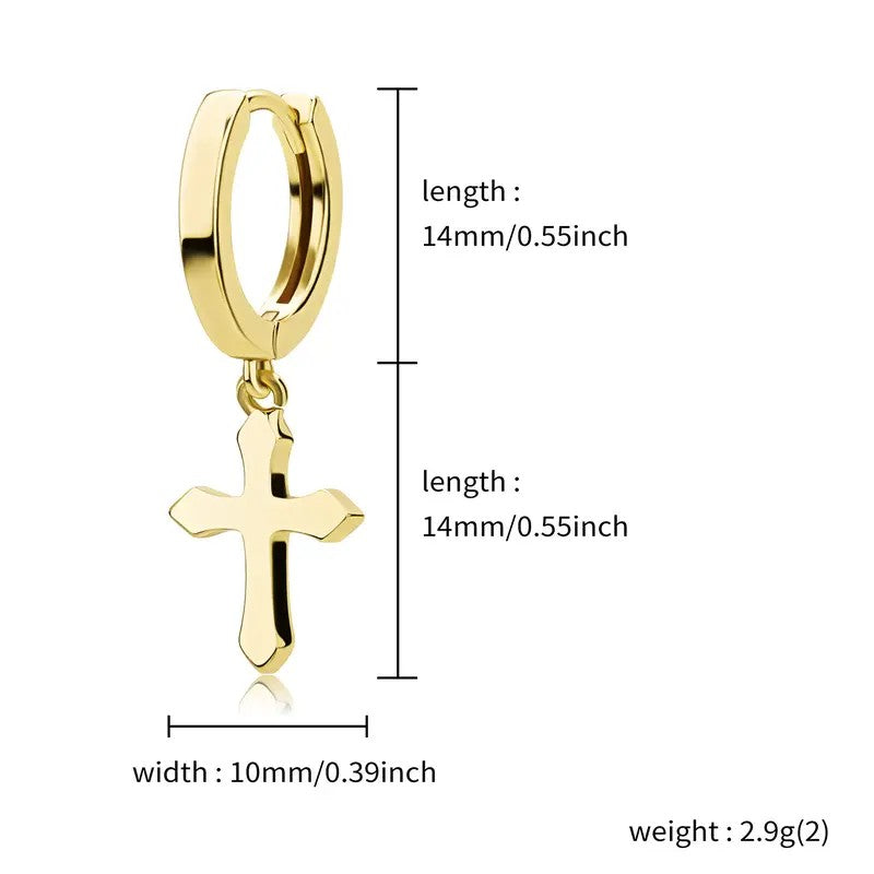 Classy Geometric Cross Dangle Hoop Earrings