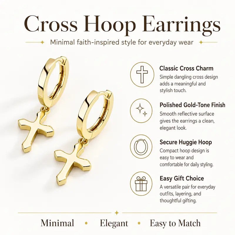 Classy Geometric Cross Dangle Hoop Earrings