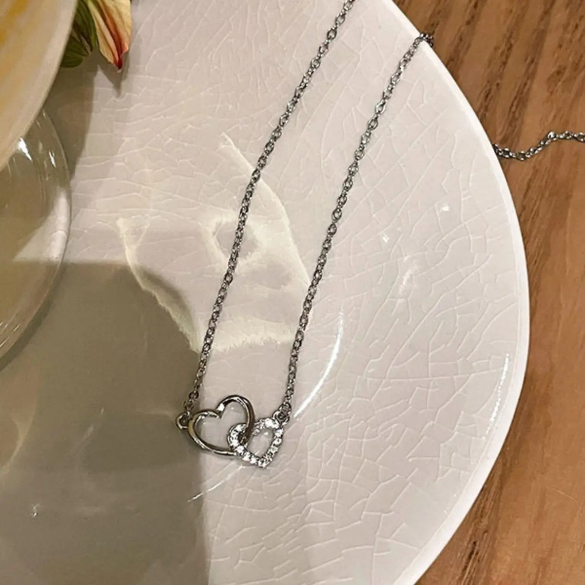 Dainty Interlocking Diamond Heart Necklace