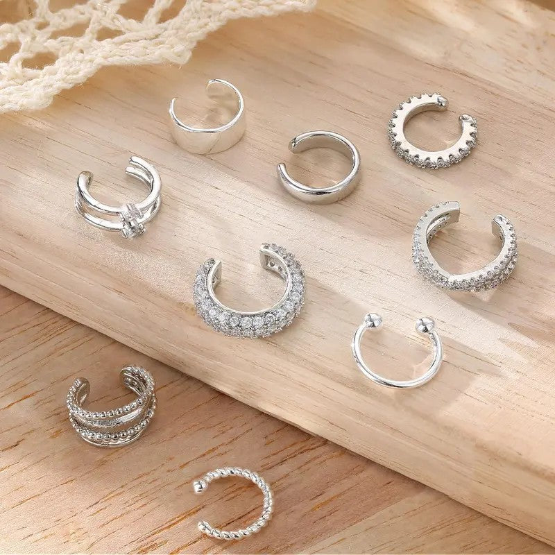 9pc Boho Adjustable Ear Cuff Set