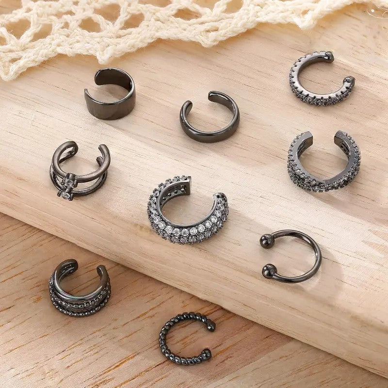 9pc Boho Adjustable Ear Cuff Set