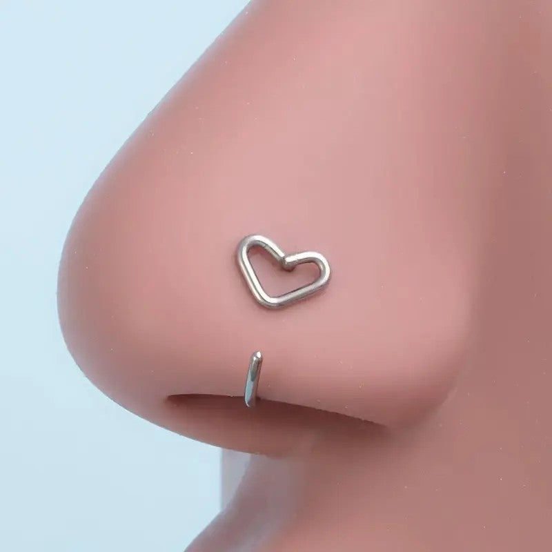 4pc Dainty Heart Nose Ring Set