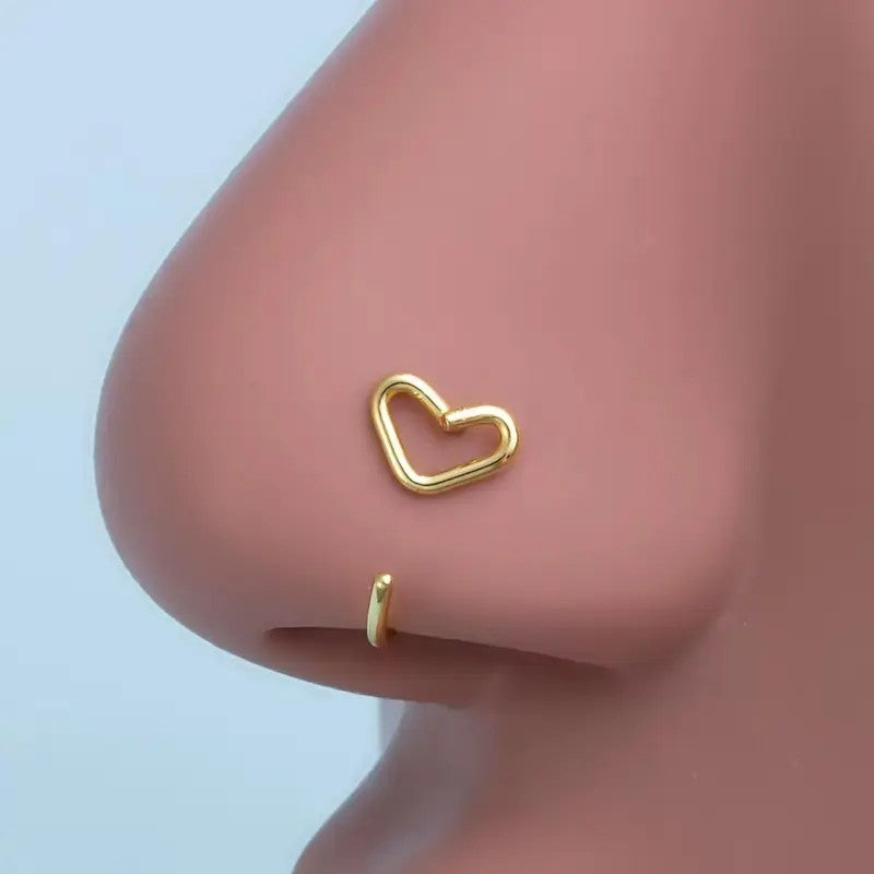 4pc Dainty Heart Nose Ring Set