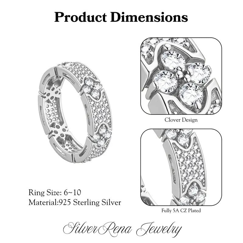 S925 Elegant Floral Pave Band Ring