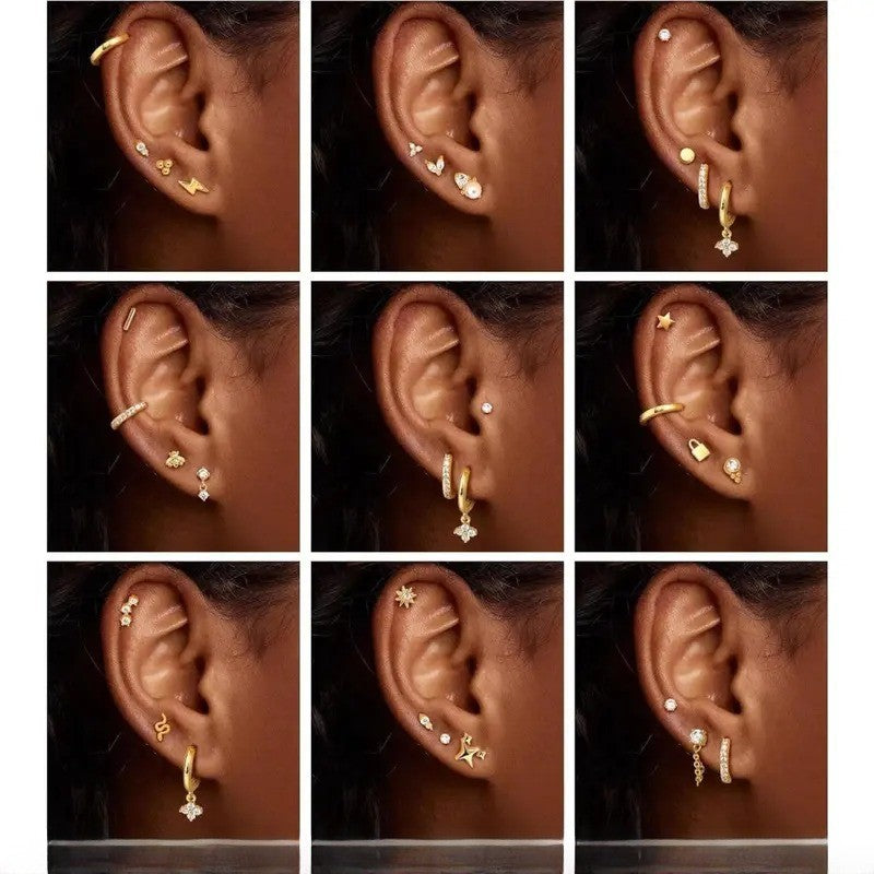 25pc Dainty Mixed Motif Flat Back Earring Set
