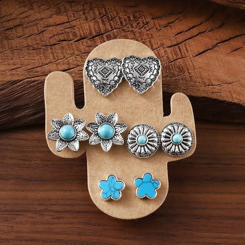 20pc Boho Western Motif Stud Earring Set