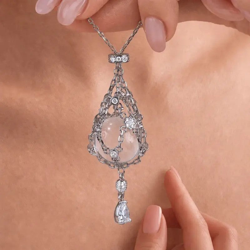 Dainty Crystal Cage Sphere Necklace
