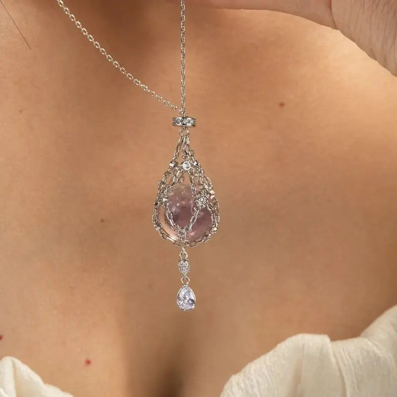 Dainty Crystal Cage Sphere Necklace