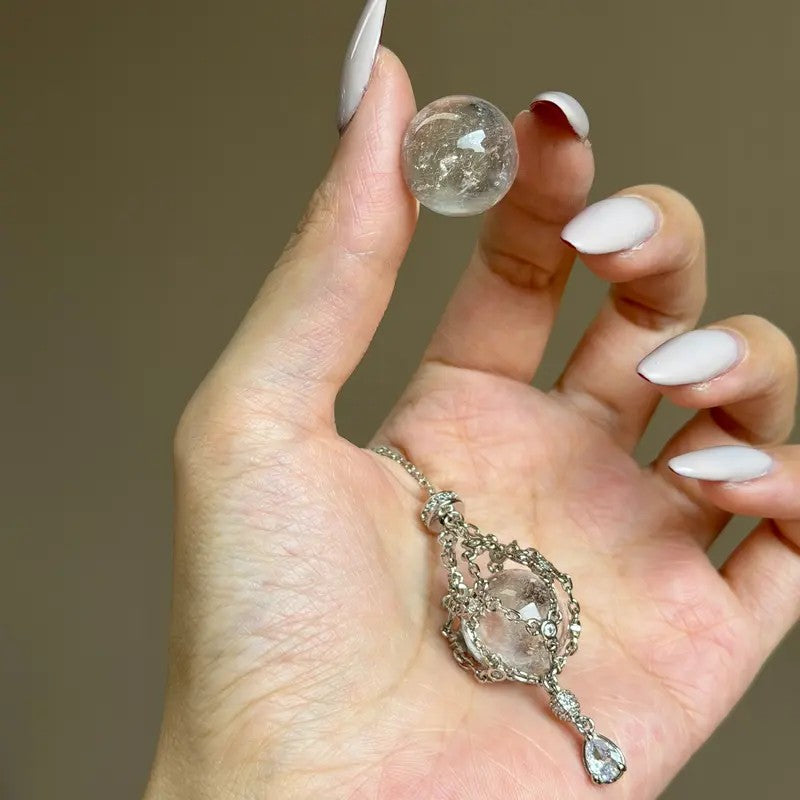 Dainty Crystal Cage Sphere Necklace