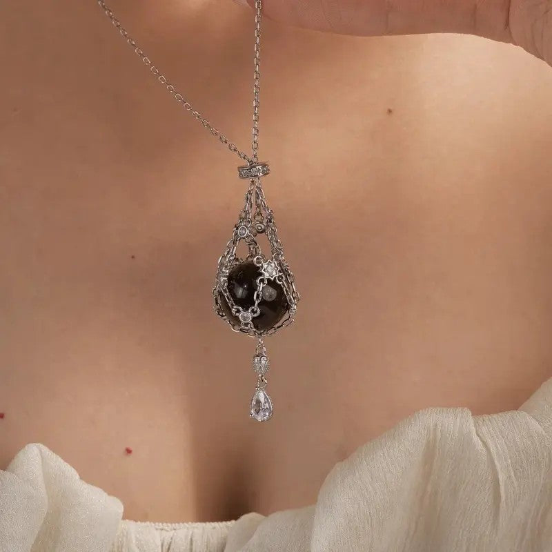 Dainty Crystal Cage Sphere Necklace