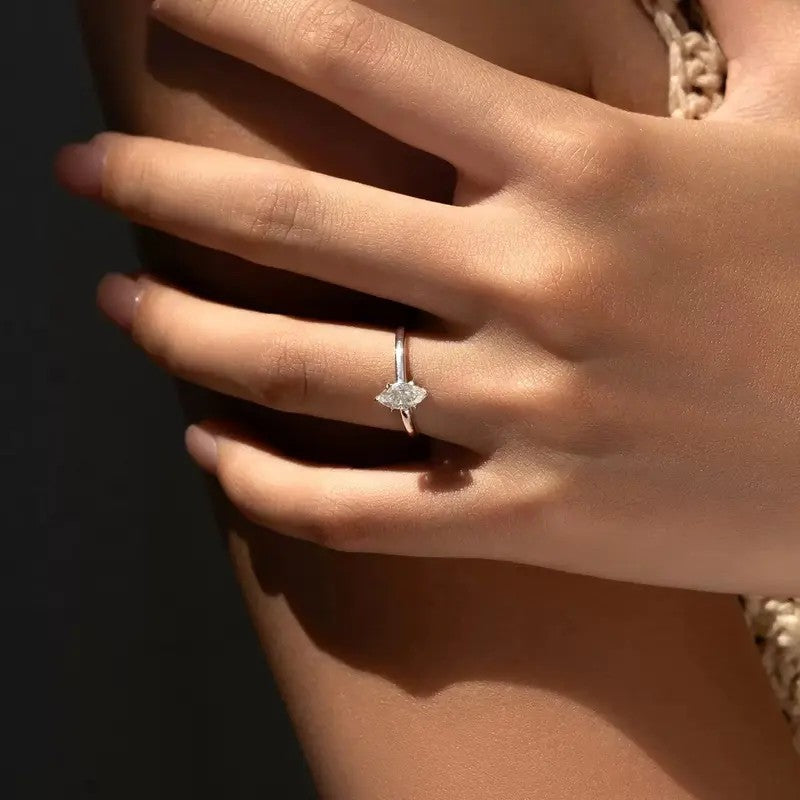 Classy Marquise Pave Open Ring