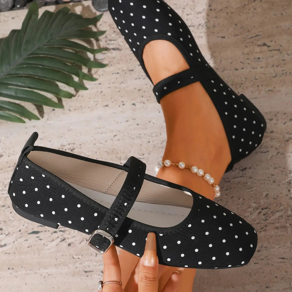 Retro Suede Square Toe Mary Jane Flats