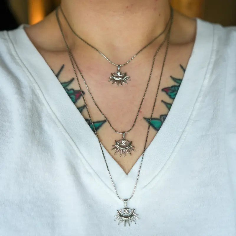 Dainty Sunburst Evil Eye Necklace