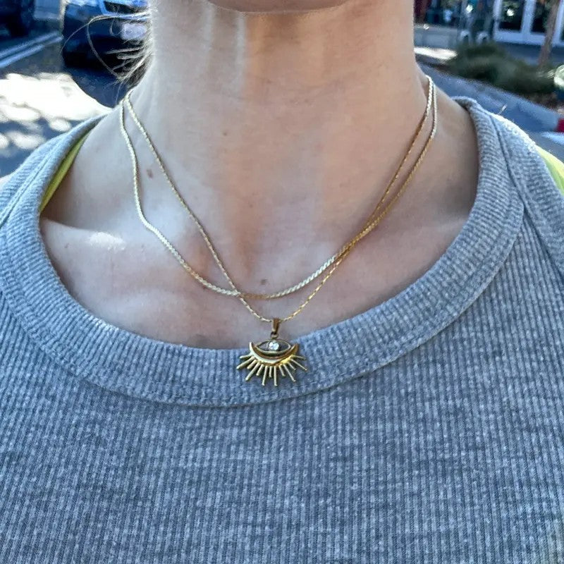 Dainty Sunburst Evil Eye Necklace
