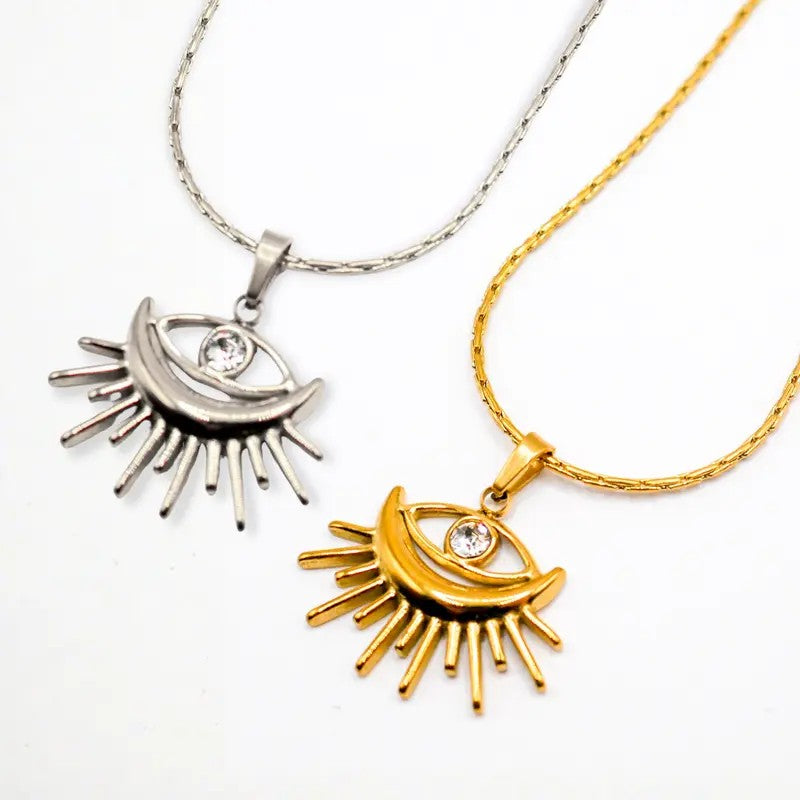 Dainty Sunburst Evil Eye Necklace