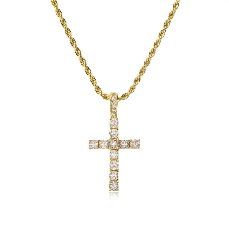 18k Elegant Zircon Cross Necklace