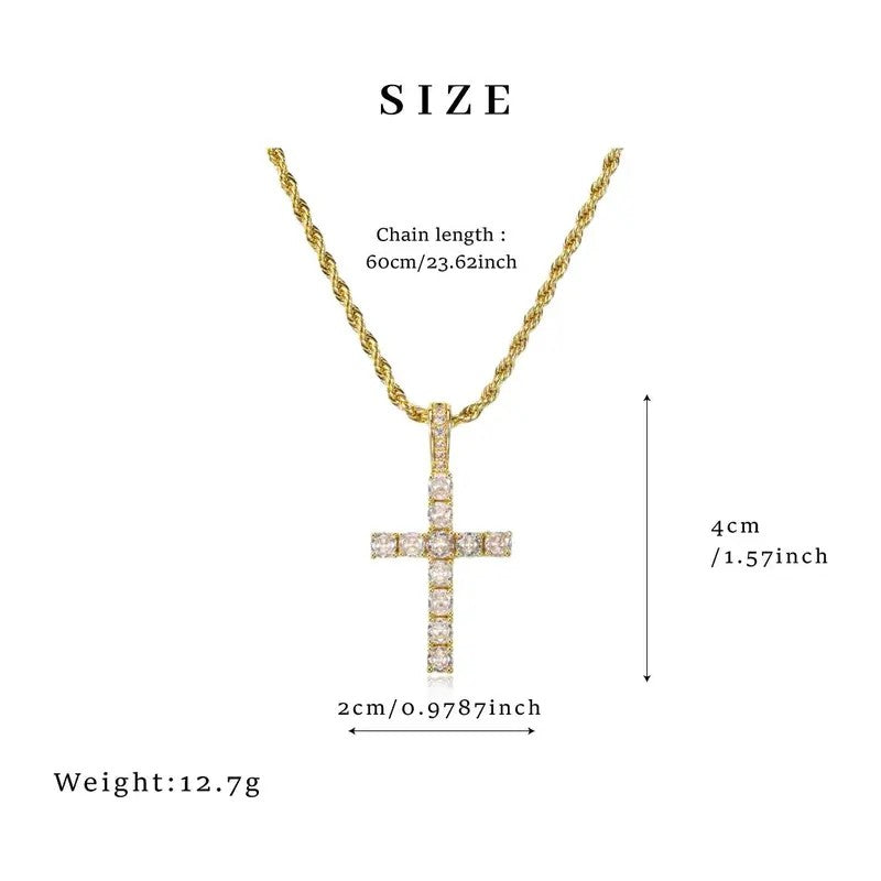 18k Elegant Zircon Cross Necklace