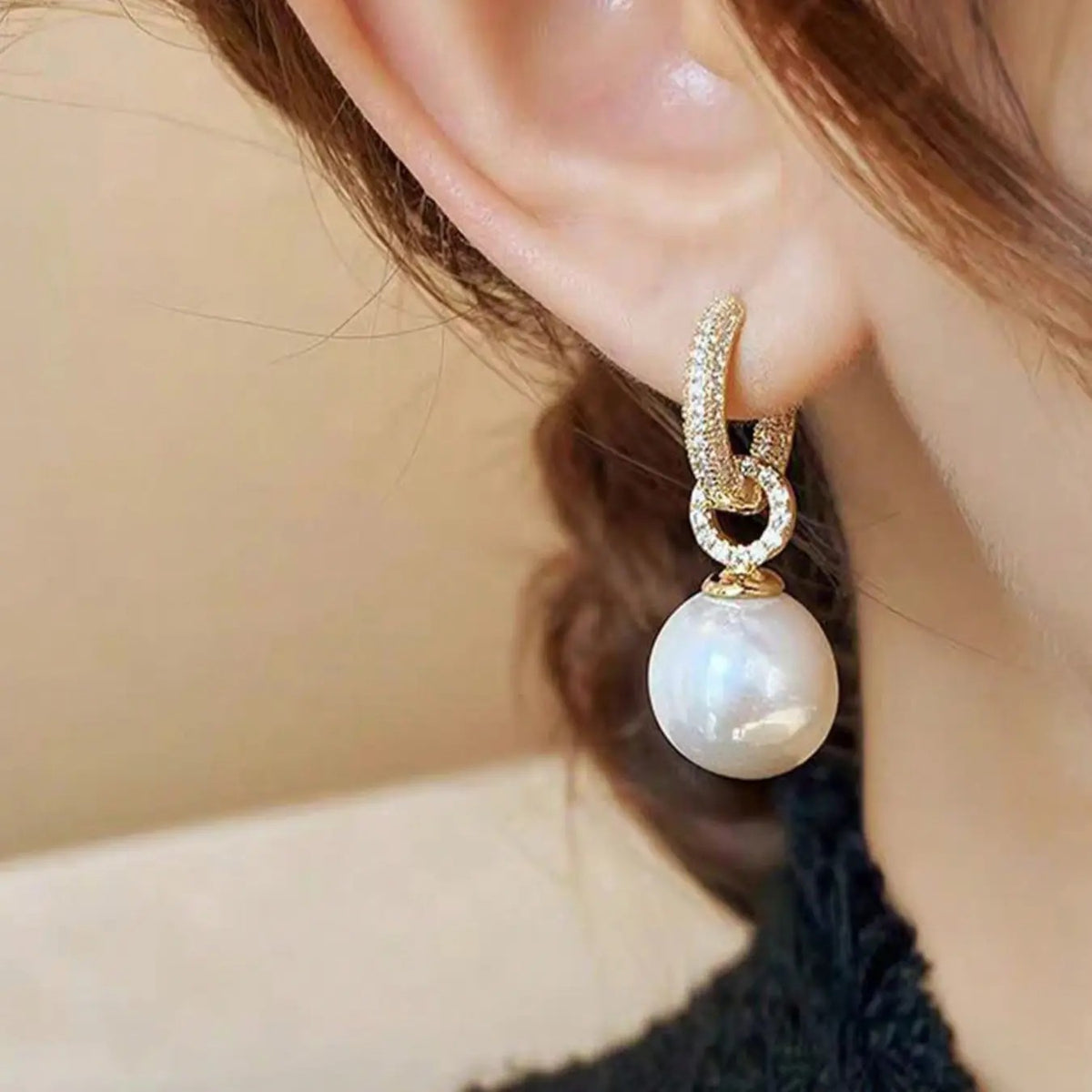 Elegant Faux Pearl Hoop Earrings