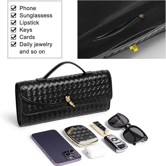 Elegant Woven Leather Evening Clutch