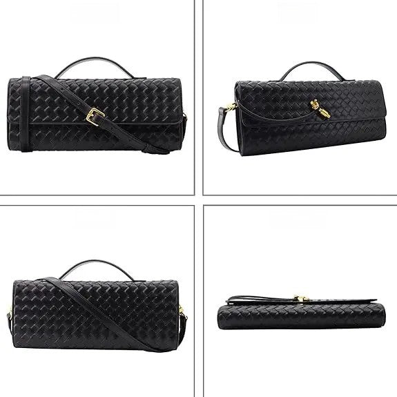 Elegant Woven Leather Evening Clutch