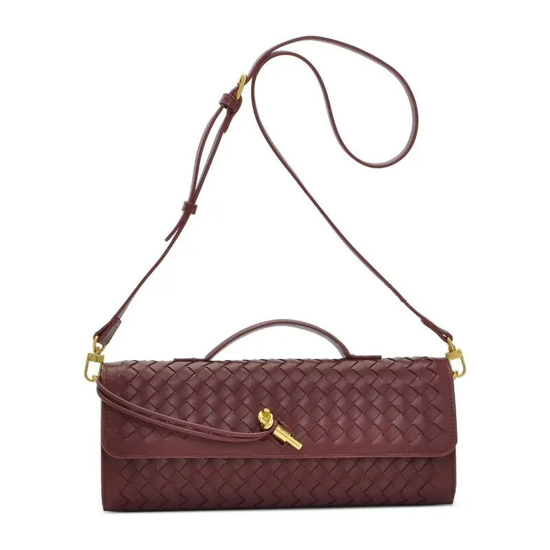 Elegant Woven Leather Evening Clutch