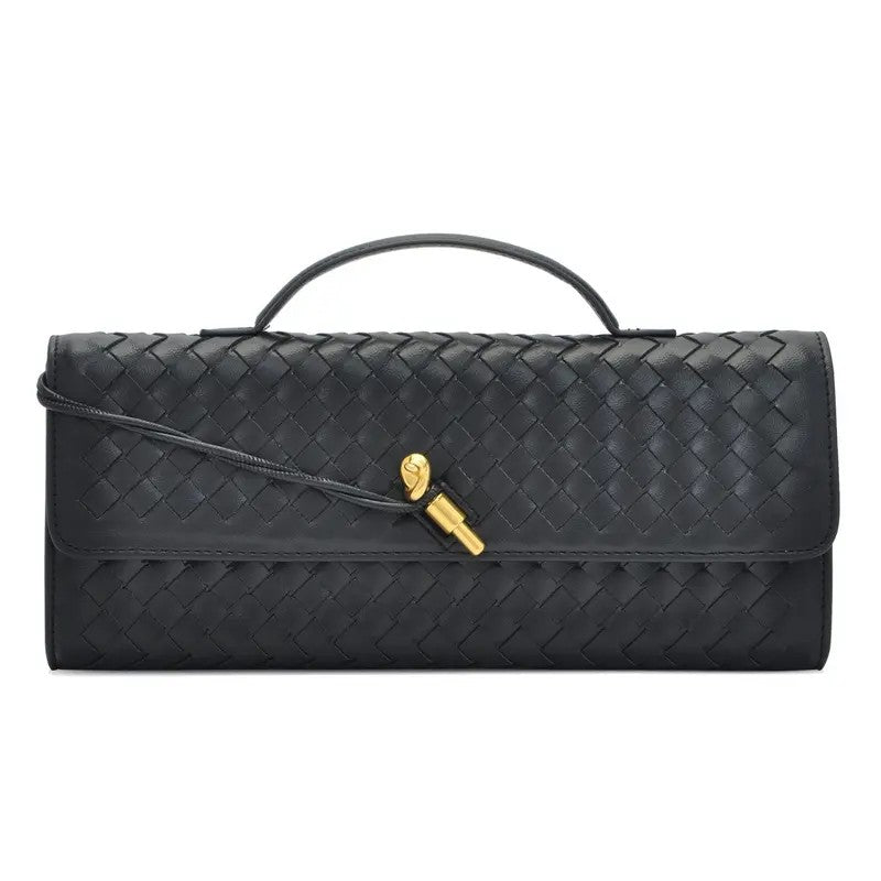 Elegant Woven Leather Evening Clutch