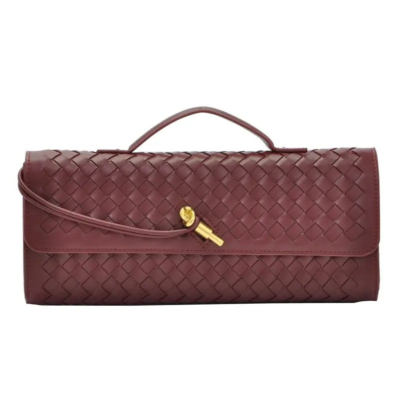 Elegant Woven Leather Evening Clutch